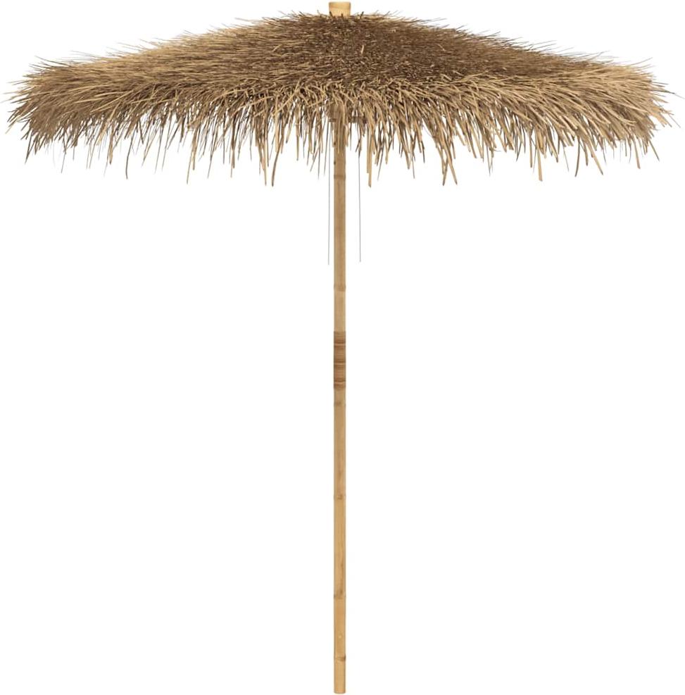 Tiki Sonnenschirm, hawaiianischer Gartenschirm, Bananenblatt-Dach, Bambusmast, manuelles Seilzugsystem, Ø 240 cm, 260 cm Höhe