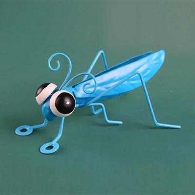 Inspire Curations Cute Metal Grasshopper Garden Decor Outdoor Wall And Tree Art Accent blue