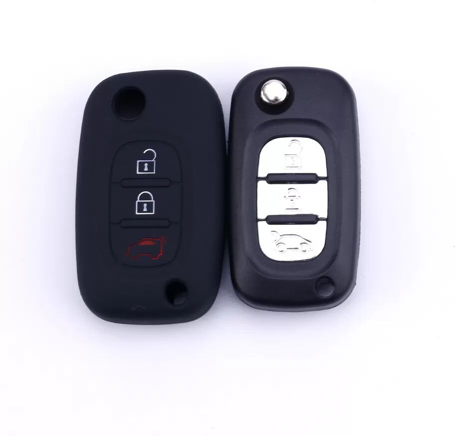 INF Silikon 3-Tasten-Schlossschutzhülle für Mercedes Benz Smart Schwarz