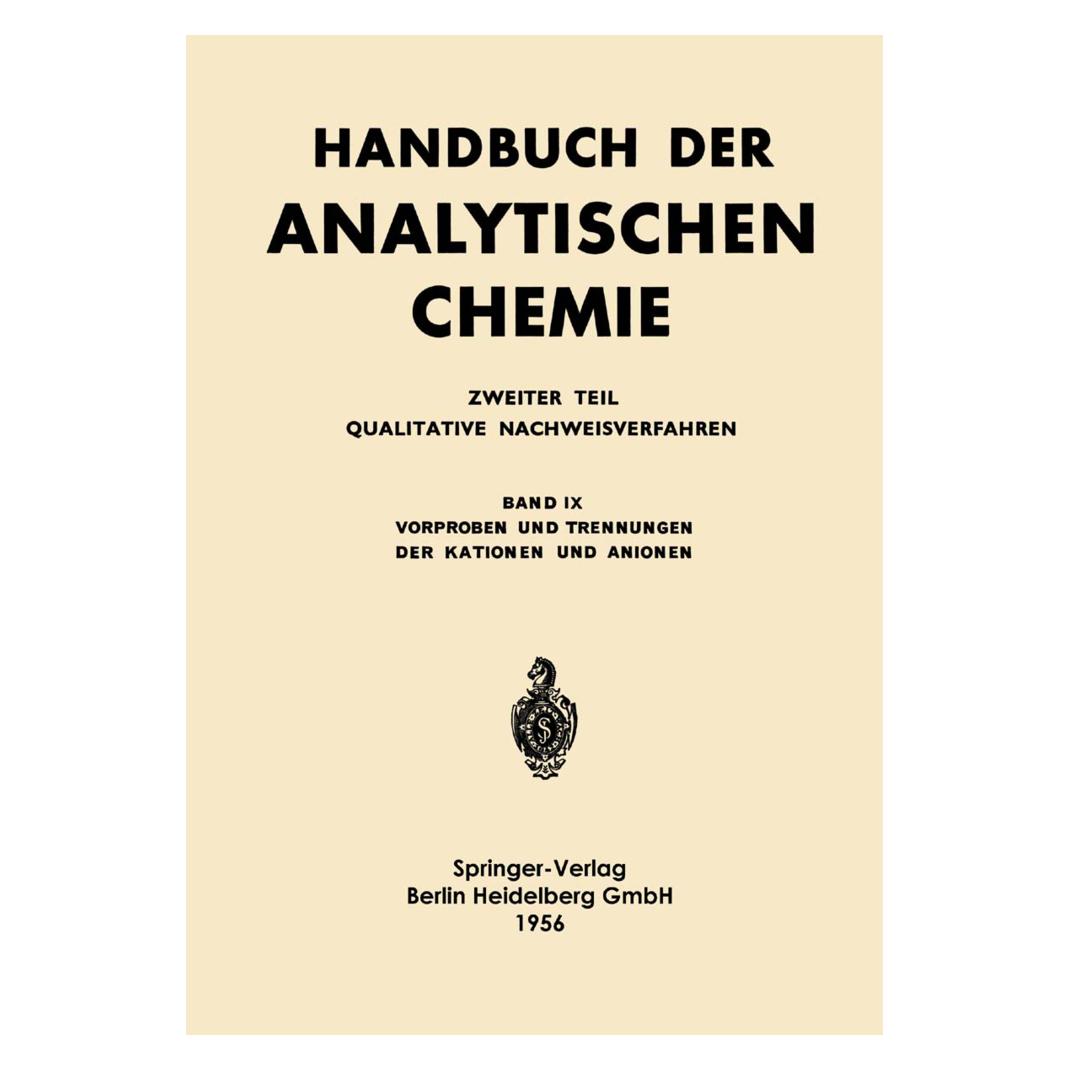 Springer Vorproben und Trennungen der Kationen und Anionen (Deutsch, Softcover) (55561580)