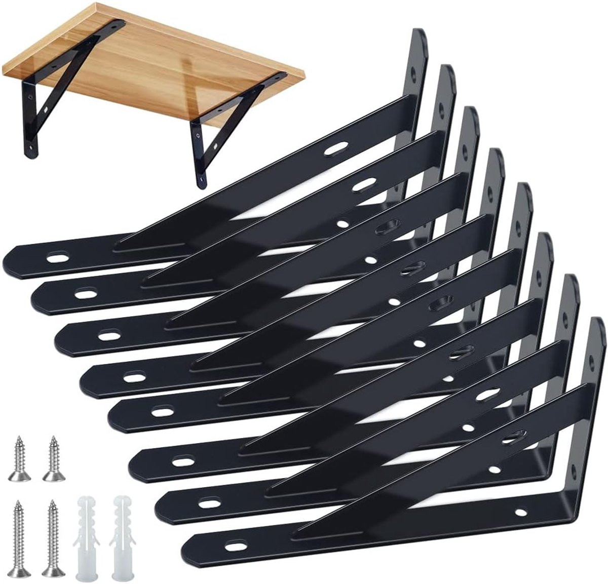 Zwarte Plankbeugels Zwaar - Driehoekige Wandsteunen - 6 Inch