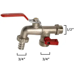 Saturnia Gartenkugel Doppel-Schlauchhahn 1/2" x 3/4" x 3/4" x 3/4" Vertikal