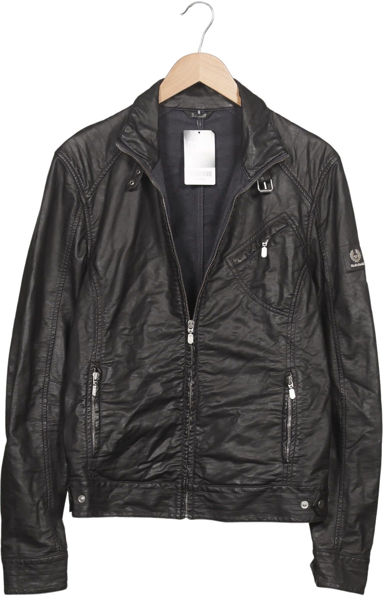 Belstaff Damen Jacke, Schwarz, Gr. M, Baumwolle / Kunstleder - Second Hand