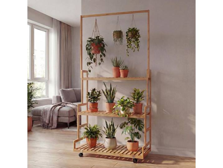étagére à plantes en bambou HWC-Q33 étagére en escalier pour fleurs support à plantes en escalier