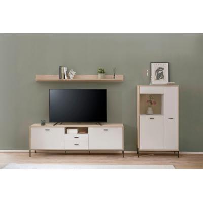 Wohnwand HOME AFFAIRE "Fredericia, moderne Anbauwand, Komplettset in Kaschmir", beige (eiche cremona toro, kaschmir), B:285cm H:170cm T:40cm, Holzwerkstoff, Kastenmöbel-Sets, Wohnwand, enthält Vitrine, Lowboard und Wandboard, 285 cm breit