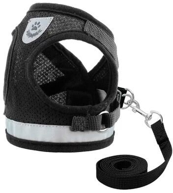 Uplift Picks Reflective Mesh Cat And Small Dog Harness Leash Set black m