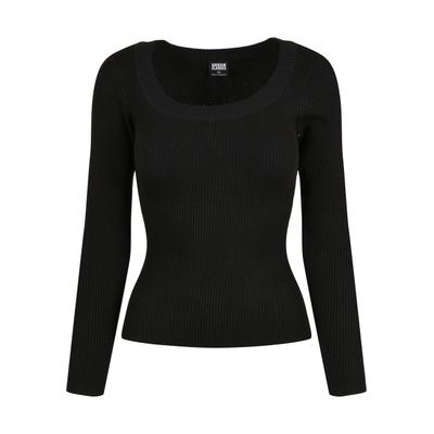 Sweatshirt URBAN CLASSICS "Urban Classics Damen Ladies Wide Neckline Sweater", Damen, Gr. 4XL, schwarz, 35% Viskose, 35% Polyacryl, 30% Polyamid, unifarben, Rundhals, Sweatshirts Sweatshirt