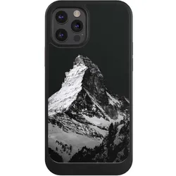 Nivocase Hülle für Apple iPhone 12 Pro Handyhülle NIVOcore Case Schwarz Alpspitze Berg Schnee (Apple iPhone 12 Pro), Smartphone Hülle, Schwarz