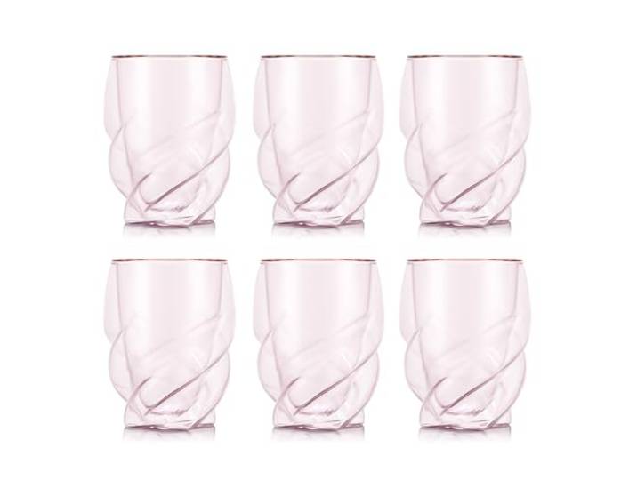 Bodum Double Walled Glasses pack of 6 PAVINA PARIS Transparent Pink - 270ml Cups - Dishwasher Safe Thermal Cup - Mouth-blown Borosilicate Glass