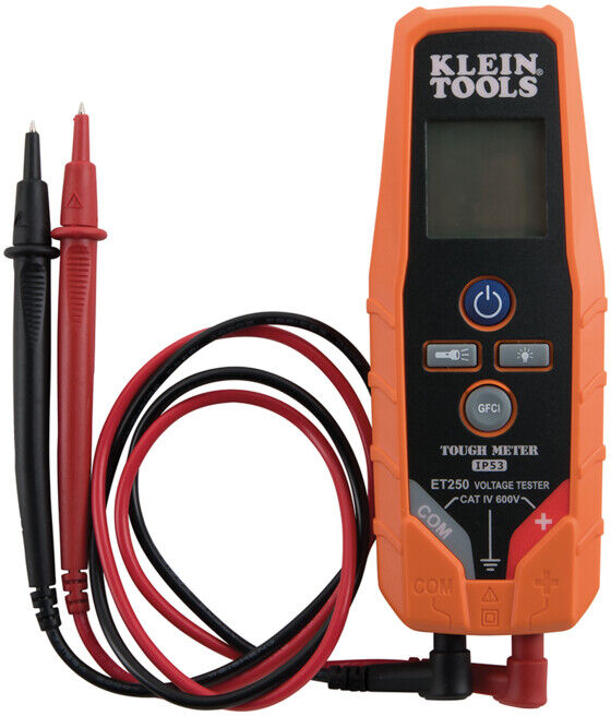 Klein Tools Testeur de tension AC DC, testeur de continuité 2 à 600 V CAT IV 600 V (ET250)