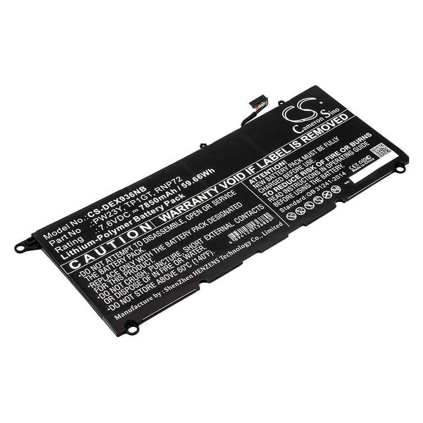 Battery for Battery for Dell XPS 13 9360 etc. 7850mAh, 7.6V (6 Zellen, 7850 mAh) (DE133)