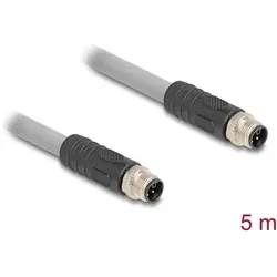 Delock M12 Kabel L-kodiert 5 Pin Stecker zu Stecker PUR schl, Elektronikkabel + Stecker, Grau