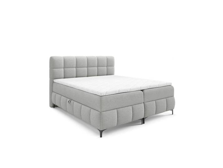 Home Collective Boxspringbett mit Stauraum und Topper 120x200 cm Hellgrau, 120x200 cm, Schlafzimmer, Betten, Boxspringbetten