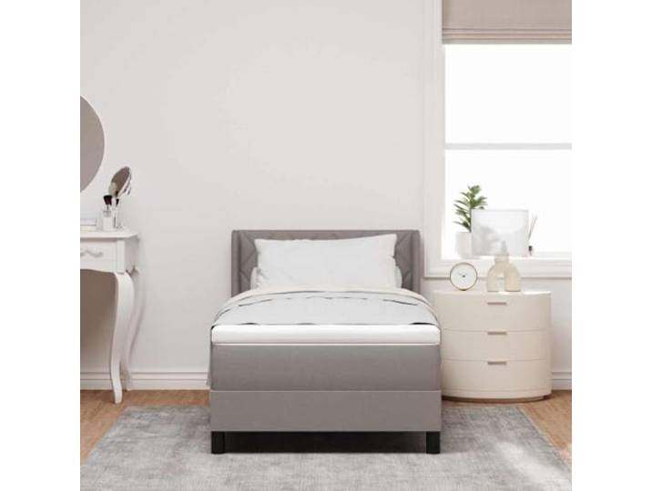 KTHLBRH Boxspringbett mit Kopfteil taupe 200 x 90 cm Modernes Design, strapazierfähiger Stoff, robuste Struktur, für Schlafzimmer