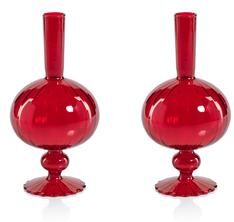 Zodax Vellum Spiral Onion Shape Decorative Glass Vases, Set of 2