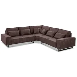 filippo Ecksofa Antwerp Mikrofaser Braun Dunkelbraun 295 cm