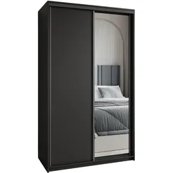 SCHWEBETÜRENSCHRANK TAVI 120/205/60 cm 2-türig mit Spiegel Schwarz