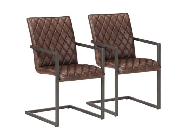 vidaXL Freischwinger 2 STK. Braun Echtleder