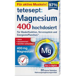 tetesept Magnesium 30 Tabletten, Magnesiumoxid, hochdosiert, 400 mg