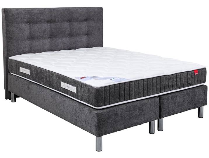 Boxspringbett EPEDA COURCHEVEL chenillegrau 140x200cm fest