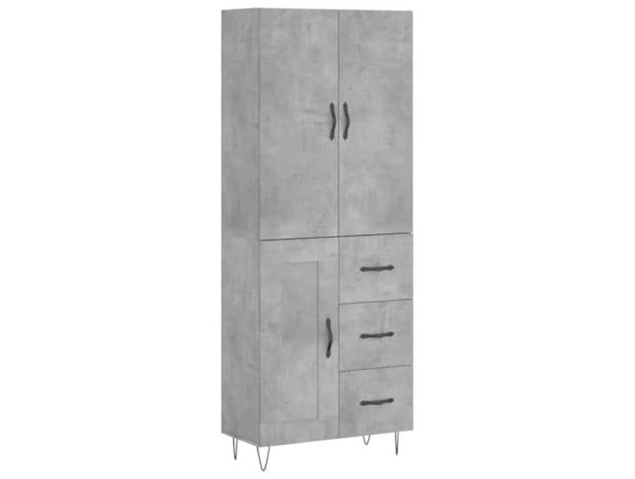 GHVBNMF Highboard Betongrau 69,5x34x180 cm Schrank aus Holzwerkstoff Stilvolles Highboard in Betongrau für Wohnzimmer und Flur, viel Stauraum hinter Türen mit stabilen Metallfüßen.
