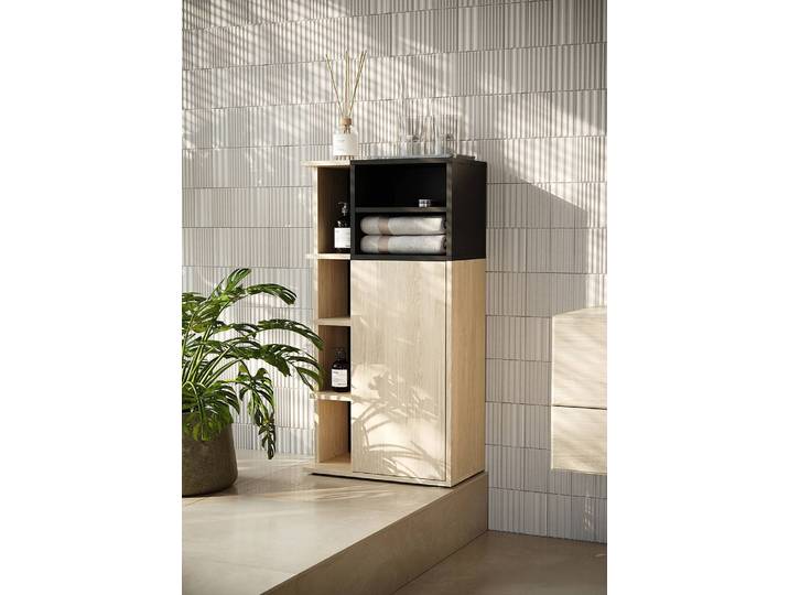 Midischrank Kube 50 x 109 x 2830cm Braun/Eiche Dekor/Schwarz