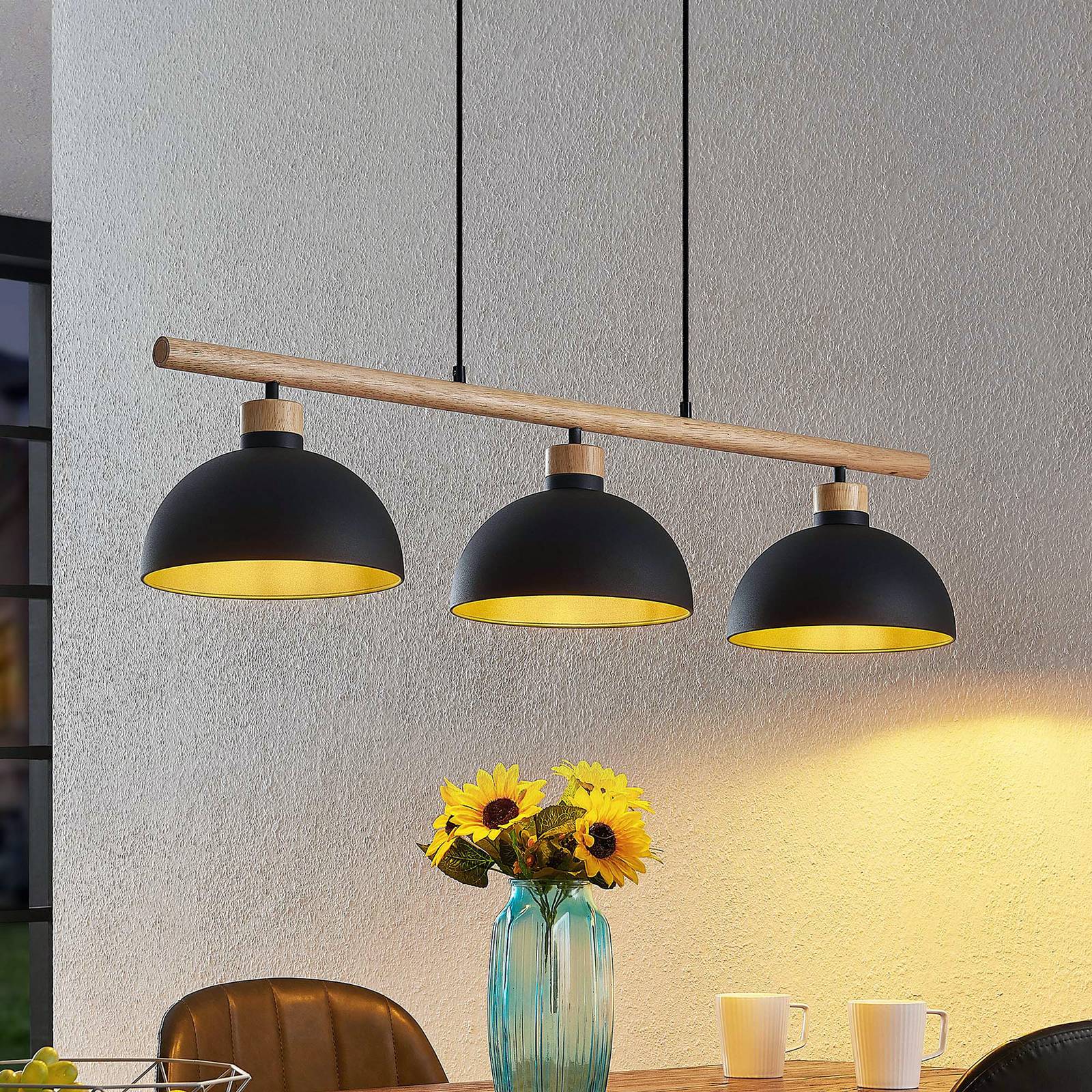 Pendant Light Tirzana Lindby, dimmable, Black, Living / Dining Room, metal, Vintage, Ceiling Light