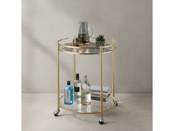 KADIMA DESIGN Servierwagen Mobiler Rollwagen aus Glas, ideal für Zuhause & Garten