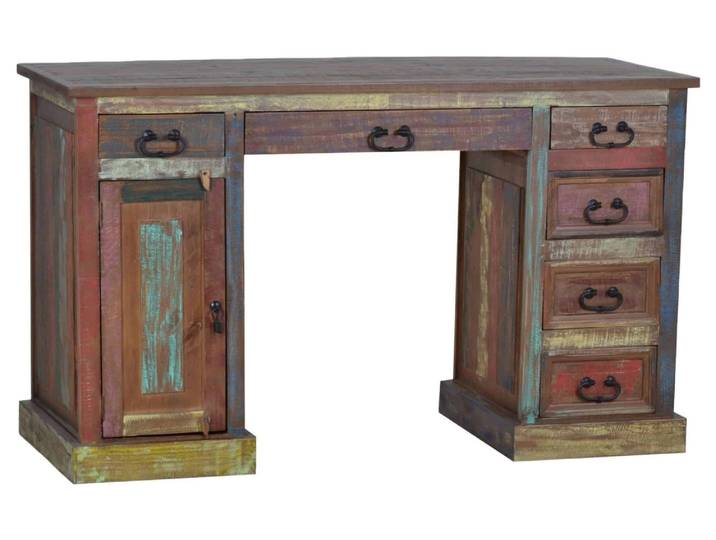 MiaMöbel Schreibtisch Cancun Massivholz Pinie Shabby Chic Mexiko Möbel Mexikanisch