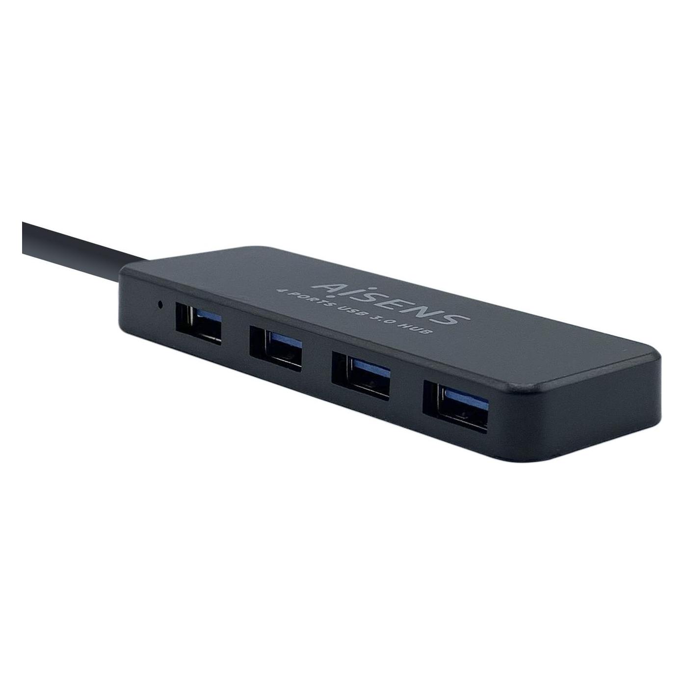 Aisens A106-0399 Schnittstellen-Hub USB 3.2 Gen 1 (3.1 Gen 1) Type-A 5000 Mbit/s Schwarz (USB-A, 4 Ports) (A106-0399)