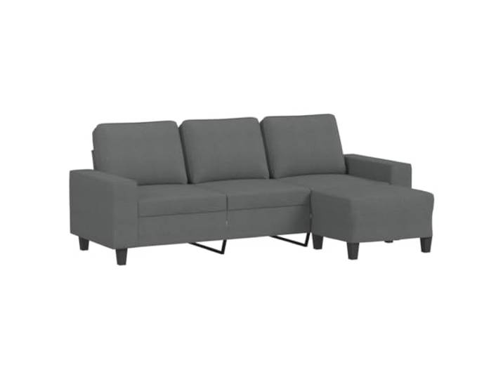 KUTYWEXFM 3-Sitzer Sofa mit Hocker Dunkelgrau Stoff Couch Set Bequeme Sitzgelegenheit fürs Wohnzimmer mit gepolstertem Fußhocker, atmungsaktivem Stoff und robustem Metallgestell.