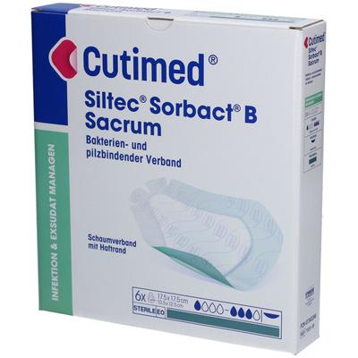 Cutimed Siltec Sorbact B Sacrum PU-Verb17,5x17,5cm 6 St Kompressen