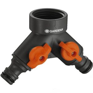 Gardena Wasserverteiler 938-20, 2 Wege Verteiler, 3/4 Zoll Gewinde-Anschluss
