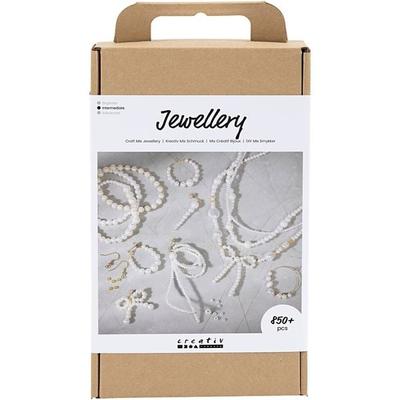 Creativ Company Kreativ Mix Schmuck, Halsketten, Armbänder, Ohrringe, Vergoldet, Perlmuttweiß