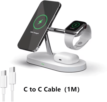 Inspire Picks PowerNest 3 in 1 Wireless Charging Stand Fast Charging Station For IPhone, Apple Watch & AirPods white