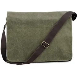Quadra Vintage Tasche mit Umschlag Umhängetasche QD610 vintage military green 40 x 30 x 12 cm