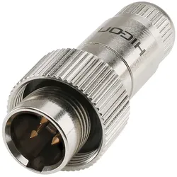 HICON MINI-XLR, IP67 & EXTRA ROBUST, IP67 , 3-pol , Stahlgehäuse-stecker, vergoldete(r) Kontakt(e), gerade