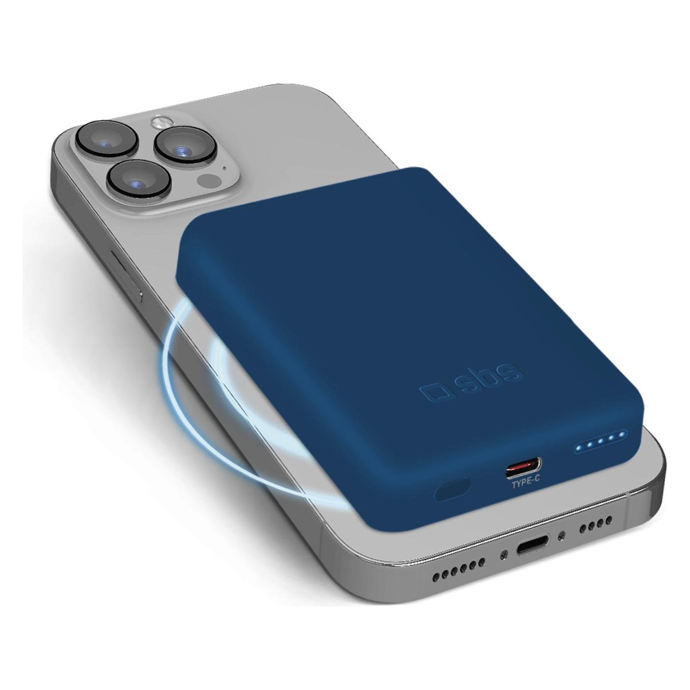 SBS 5000 mAh kabellose magnetische Powerbank (5000 mAh, 18.50 Wh) (TEBB5000MAG1CB)