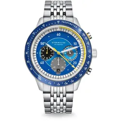 STERNGLAS - TACHYMETER 2.0  - blau - Metallarmband 20 silber  / 44 MM