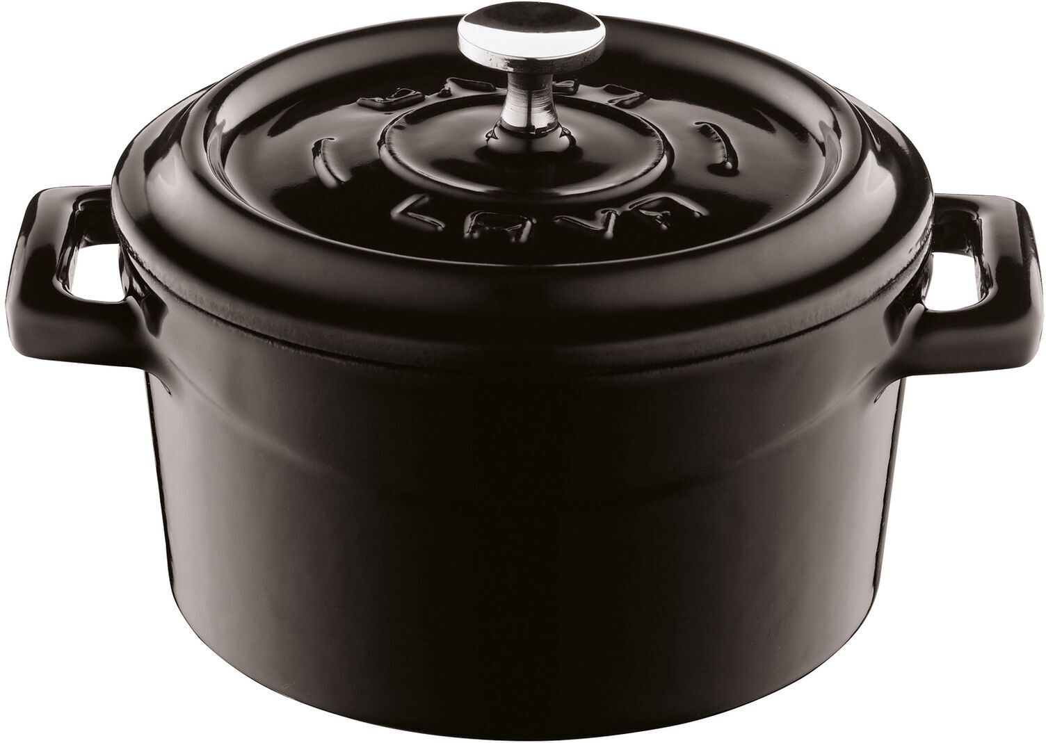 Paderno Casseruola tonda con coperchio nero 12 cm Ghisa smaltata