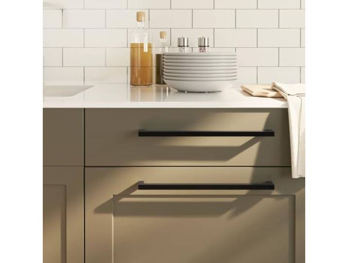 Kaelestia Möbelgriffe Schwarz 10 Stück Edelstahl 320 mm Vierkantrohr Design für Schrank Schublade Tür Kommode Küche Bad Schlafzimmer Büro Renovieren
