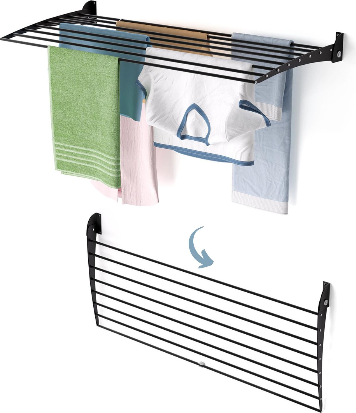 Foxydry Fold wanddroogrek 116 cm - Inklapbaar - Zwart