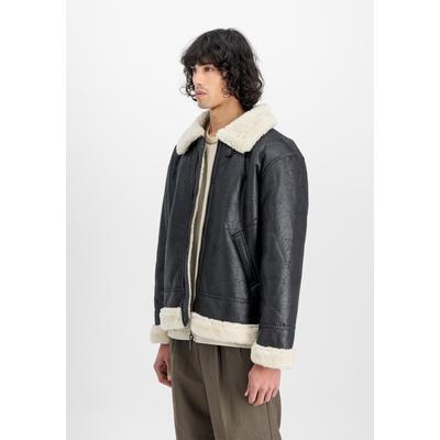 Lederjacke ALPHA INDUSTRIES "B-3 Faux Leather", Herren, Gr. 3XL, schwarz, Obermaterial: 100% Polyester, Kunstfell: 100% Polyester, Jacken