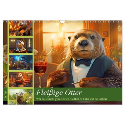 Fleißige Otter - Wer hätte nicht gerne einen niedlichen Otter auf der Arbeit (Wandkalender 2026 DIN A3 quer), CALVENDO Monatskalender