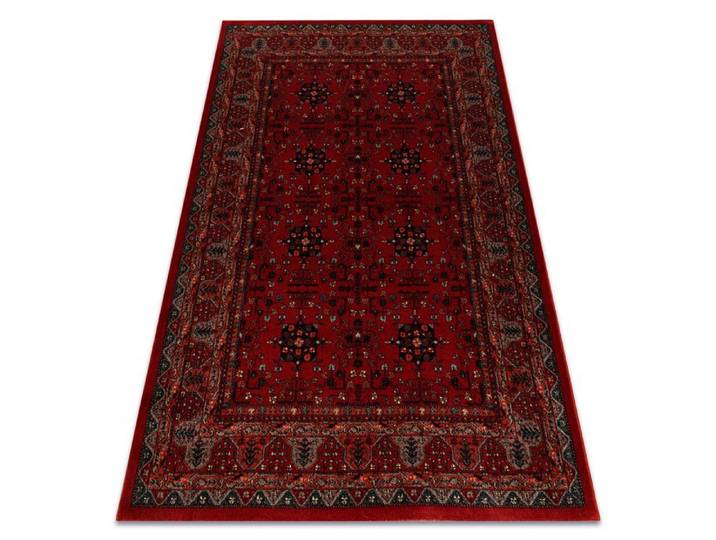 Tapis en laine KASHQAI 4302 300 Fleurs cadre bordeaux - 240x340 cm