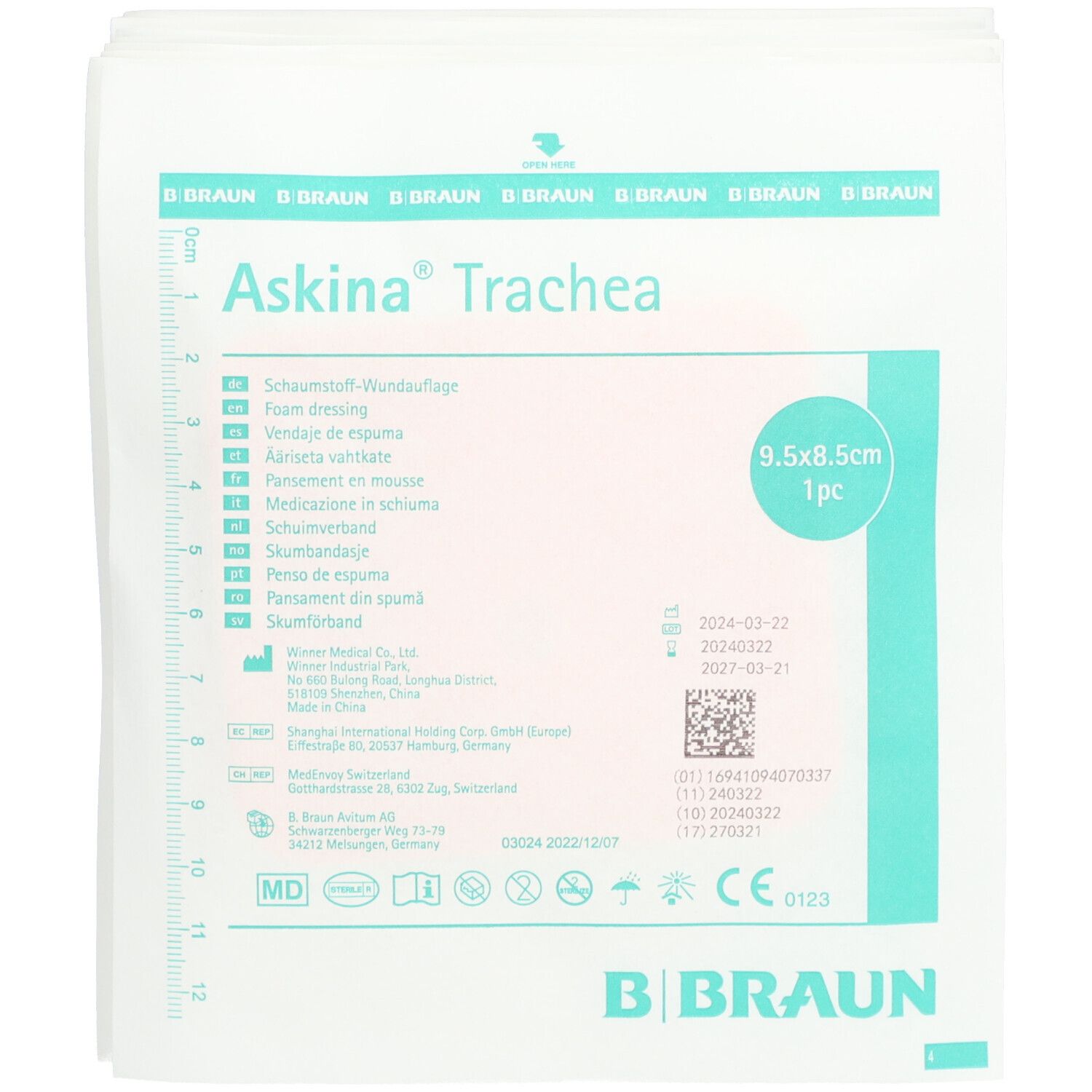 Askina Trachea 8,5x9,5 cm Schaumstoffverband 10 St Verband