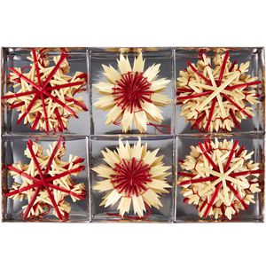 Heitmann-Deco Weihnachtsbaumschmuck 93328, 11 cm, Anhänger-Set aus Stroh, 16 Stück