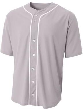 A4 N4184 Athletic Ss Full Button Baseball Top in Grey size 3XL   Cotton/Polyester Blend A4N4184