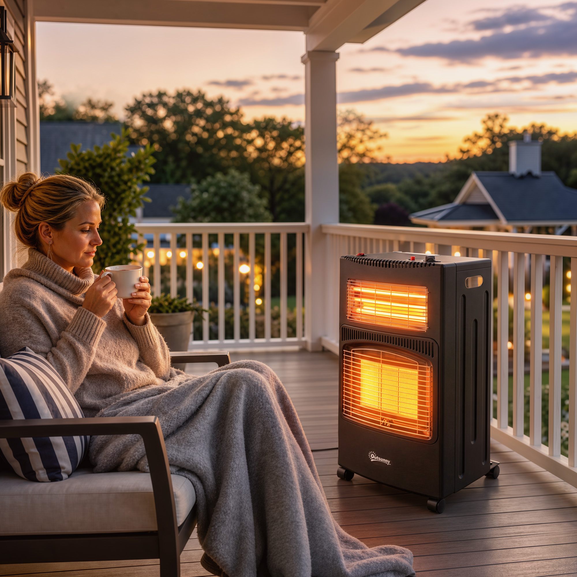 Outsunny Stufa a Gas Portatile Pieghevole da 4.2kW Nero   Aosom Italy