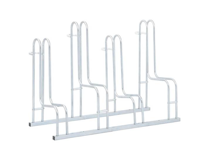 vidaXL Fahrradständer Für 4 Fahrräder Freistehend Verzinkter Stahl, Silberfarben, Metall, Rechteckig, 39.5x73x104 cm, Freizeit & Co, Sport & Fitness, Fahrräder, Fahrradzubehör